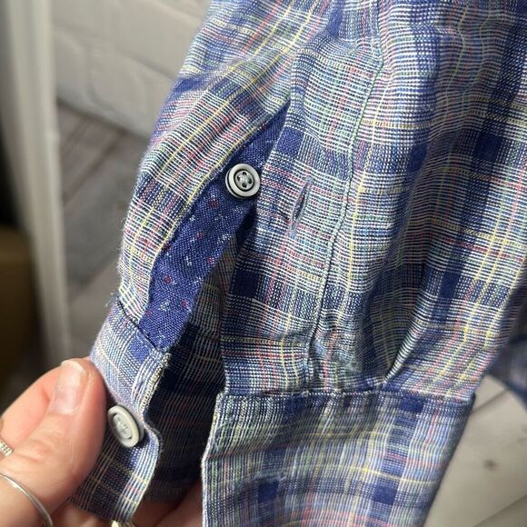 Johnston & Murphy Plaid Button Down shirt L Large Blue - Picture 3 of 7
